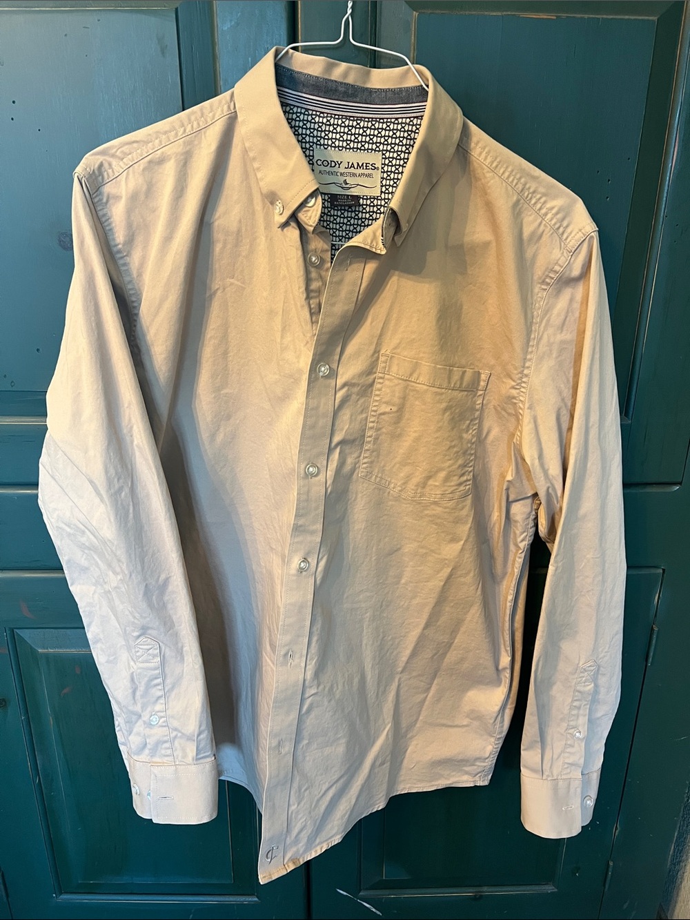 Cody James Men's Beige Button-Down Casual Shirt Large